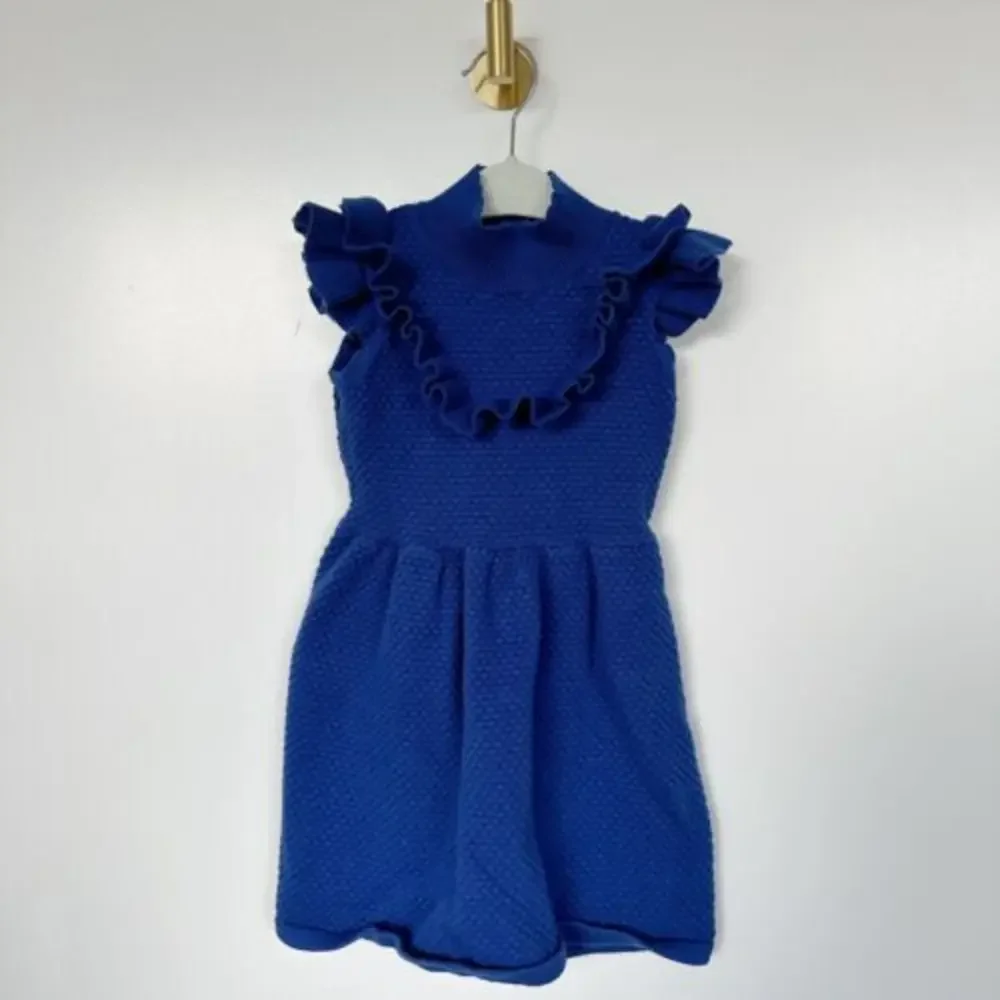 Janie and Jack • Blue Knit Ruffle Mock Neck Dress